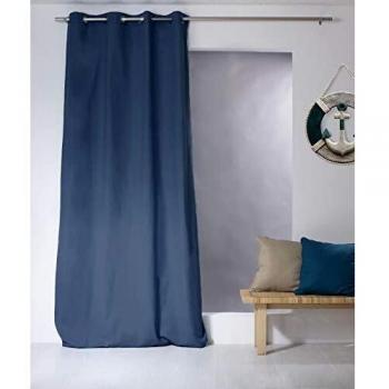 Cortina de Algodón Color Azul Marino con 8 Ojalillos 135x240 cm, Certificada Oeko-TEX