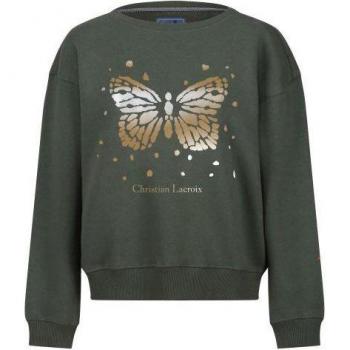 Sudadera de Mujer Christian Lacroix Beauvision Mariposa en Color Verde Oliva Talla 12 UK
