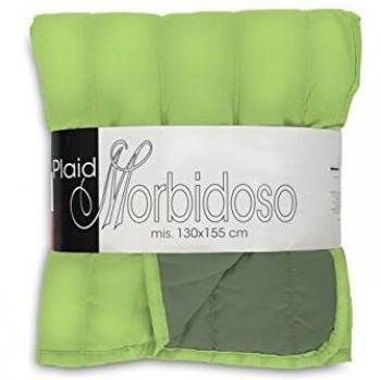 Elegant, Manta alcochada de Doble Cara Manzana/Verde Oscuro, 130x155cm