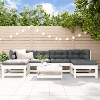 7-Piece White Solid Pine Garden Lounge Set