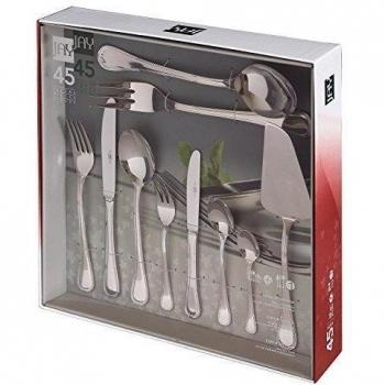 Jay Zafiro - Set de cubertería con 45 piezas, 2,5 mm