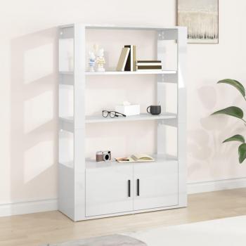 Armario aparador blanco pulido 80x30x119,5 cm madera contrachapada brillante