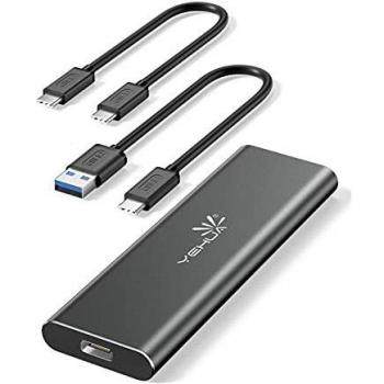 YEHUA Cajas para Discos Duros M.2 NVME SSD Enclosure Adapter USB 3.1 Gen 2 to NVME PCI-e M-Key Solid State Drive External Enclosure USB C Support UASP for NVME SSD Size 2230/2242/2260/2280