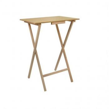 Mesita Auxiliar Rectangular Plegable de Madera de Haya Sin Barniz - 48x35x64 Cm