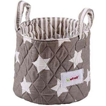 Minene 1238 - Cesta de tela pequeña, diseño estrellas, color gris