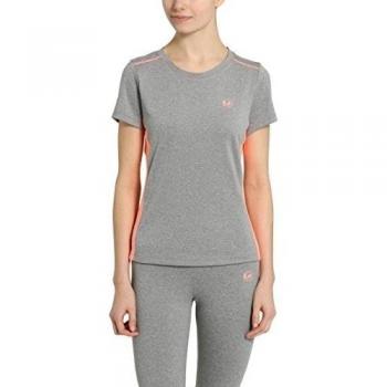 Ultrasport Fitness/Sport T-Shirt Camiseta de Manga Corta, Mujer, Gris/Coral, XS