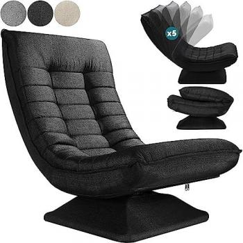 Sillón Relax Aberdeen Negro Tapizado Respaldo Ajustable Giratorio 360° Capacidad 150kg