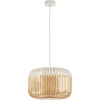 Lámpara colgante Forestier de bambú blanco, diámetro 35 cm, altura 23 cm