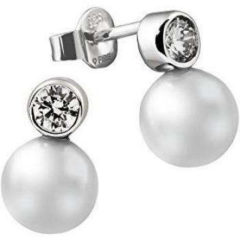 Diamonfire Pearls Linie - Pendientes de botón de plata de ley con circonita