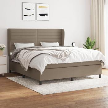 Cama box spring de muelles con colchón Tortera 160x200 cm en tela gris taupe