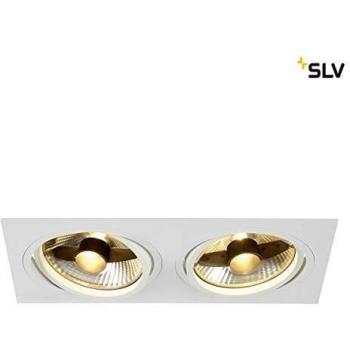 Empotrable cuadrado SLV NEW TRIA 2, blanco, GU10, max. 2x75W, con clipfedern