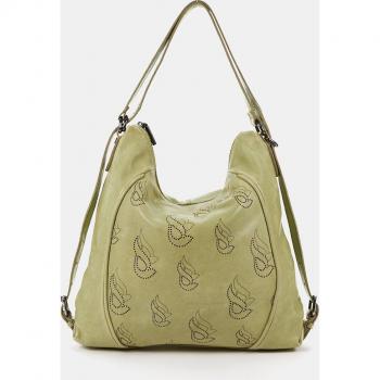 Abbacino - Bolso de hombro convertible en mochila Summer Song en piel troquelada verde