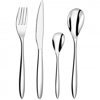Amefa Modelo Actual Cubertería 24 Piezas, Acero Inoxidable 2mm de Espesor, con Cuchillo chuletero