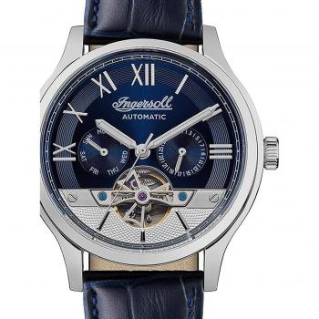 Reloj Hombre Ingersoll 1892 I12103 - Movimiento automático, caja de acero inoxidable, cristal mineral, resistencia al agua hasta 50 metros, esfera negra con detalles en plateado, correa de cuero genuino