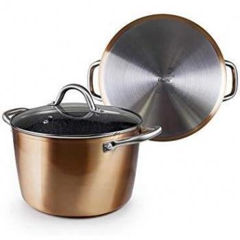Olla de Aluminio con Efecto Piedra y Tapa, Copper Ibili, 24 cm