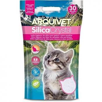Arquivet Arena aglomerante Silica Crystal para Gatitos 3,8L - Lecho higiénico para Gatitos, felinos, Kitten, Cachorros - Capacidad Absorbente - Ayuda a Eliminar olores y bacterias