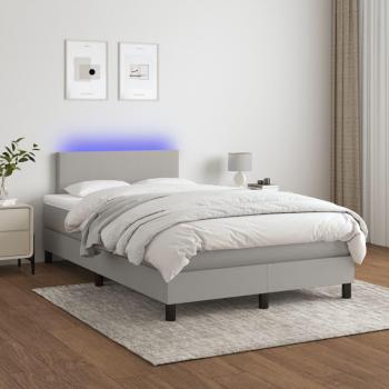 Colchón box spring con muelles y tela LED gris claro 120x200 cm