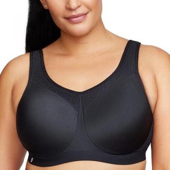 Glamorise High-Impact Seamless Sports Bra with WonderWire Technology - Black Women's Underwear