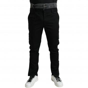 Dolce & Gabbana Black Gray Slim Cotton Denim Jeans Pants - IT52 | L, Dolce & Gabbana Slim-fit Trousers, male, Black, Size: XL Stretch Cotton Jogger Pants