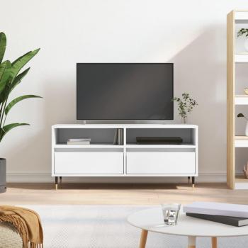 Mueble de TV madera contrachapada blanco 100x34,5x44,5 cm vidaXL