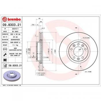 Disco de freno BREMBO 09.8303.21