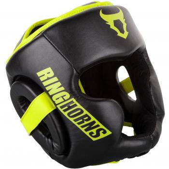Ringhorns Charger Cascos de Boxeo, Unisex Adulto, Negro/Amarillo Fluo, Talla Única