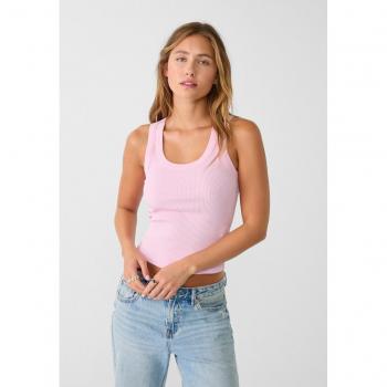 Pastel Pink Faded Ribbed Racerback T-Shirt Size S