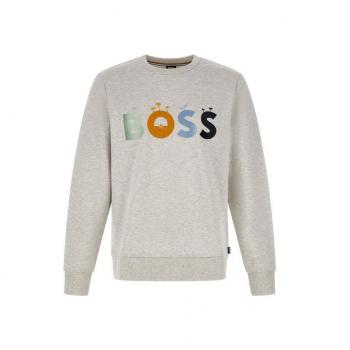 Hugo Boss Grey Cotton Logo Details Sweatshirt - M