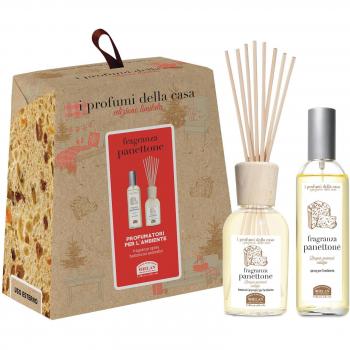 Set de Fragancia Panettone para el Hogar - Incluye Spray Ambientador 100 ml y Bastoncillos Aromáticos 100 ml