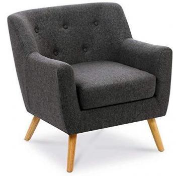 Sillón escandinavo LIV en tejido gris antracita - IDMARKET