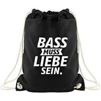 Visual statements® Turn Bolsa Negro Con Texto/diversos diseños y Refranes/Premium Calidad/Resistente Cordón & 100% pesado de algodón ecológico/COLL egebag/gymbag/bolsa de deporte, BASS