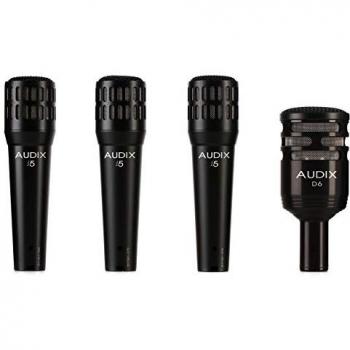 Audix DP4 Drum Microphone Set - Includes 1x D6 Kick Mic, 3x i5 Snare Mics, and 3x D-Flex Clips