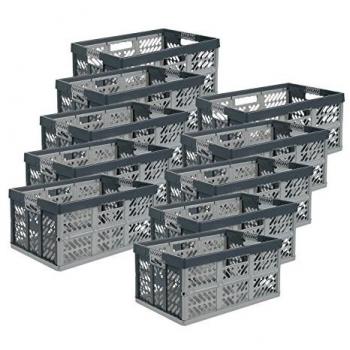 Set de 10 Cajas Plegables Profesionales de 45 L, Ben, Gris Antracita
