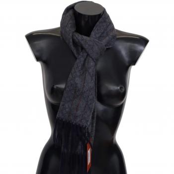 Gray Patterned Cashmere Unisex Neck Wrap Scarf