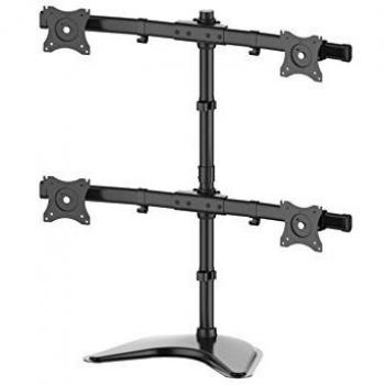 Soporte de Escritorio para 4 Monitores de 15 a 27 con Base Estable y VESA 100x100 - Negro