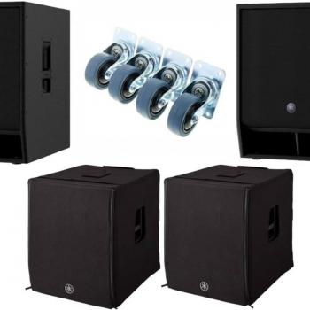 Yamaha DXS18XLF-D 18 1600W Bass-Reflex Powered Subwoofer with Dante, casters, and cover