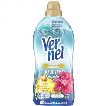 Suavizante Líquido Concentrado Vernel Aromaterapia Maldivas Relajantes - 240 Dosis, 60 Lavados por Pack, Perfume Duradero hasta 200 Días, Ropa Suave y Fácil de Plan