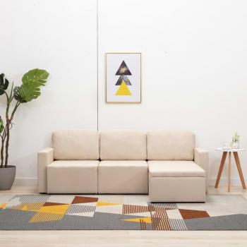 Sofá cama modular de 3 plazas en tela color crema Día y Noche
