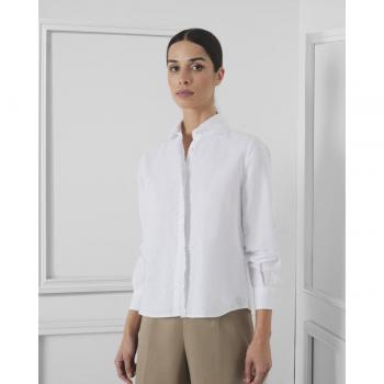Silbon - Camisa de mujer unique manga larga blanca de lino