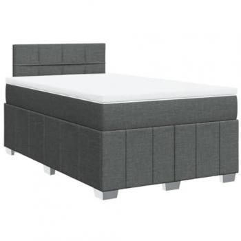 Cama Box Spring con colchón de tela gris oscuro 120x190 cm