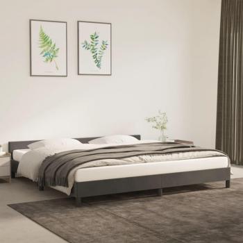 Cama solar sin colchón terciopelo gris oscuro 200x200 cm con estructura cama y cabecero de terciopelo gris oscuro 200x200 cm Vidaxl