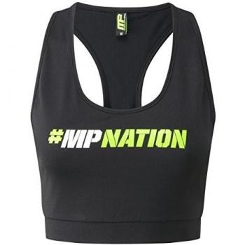 MusclePharm de Mujeres 429 Crop Top-Negro/Lima, Grande, L