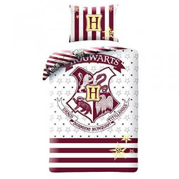 Halantex Harry Potter Juegos De Fundas para Edredón Blanco Y Rojo Escudo Hogwarts School 100% algodón 140x200cm Original Warner Bros