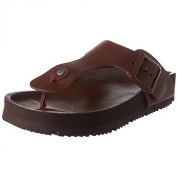 Sandalias Planas Unisex de Piel con Cierre de Hebilla 1617 Burdeos Marrón