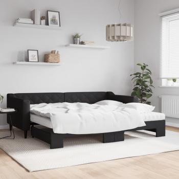 Sofá cama nido extraíble con colchones en tela negra 90x200 cm