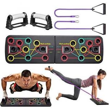 Yoophane Tabla de Flexiones, 13 en 1 Push Up Board con Bandas de Resistencia, Ejercicio Soportes para Flexiones en Casa Multifuncional, Entrenamiento de la Fuerza para Hombres y Mujeres