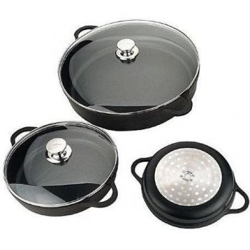 Valira Cazuelas - Cazuela Premium de 24 cm baja hecha en España, aluminio fundido con antiadherente reforzado, apta para inducción, incluye tapa y asas