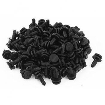 100Piezas Remaches de Plástico Negros Parachoques Guardabarros Clips para Fijación Agujero de 6mm for Passat