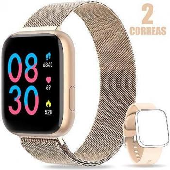 AIMIUVEI Smartwatch, Reloj Inteligente Mujer Hombre IP67 con Pulsómetro, 1.4 Inch Smartwatch Presión Arterial Monitor de Sueño GPS Podómetro Pulsera Actividad Inteligente Compatible con iOS y Android