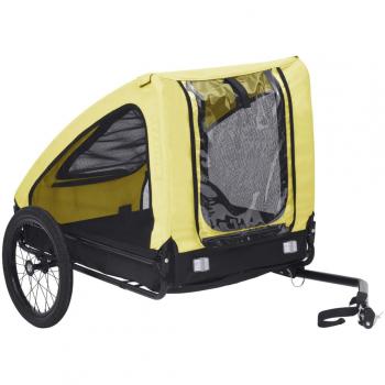 Remolque de bicicleta para mascotas amarillo y negro